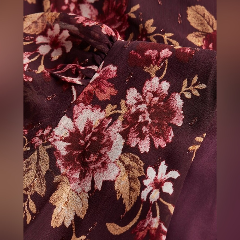 Express Floral Print Faux Wrap Ruffle Mini Dress - Picture 6 of 8
